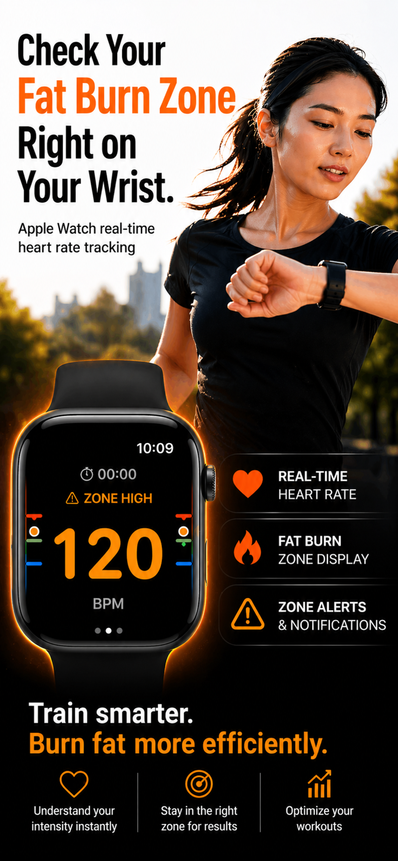 Heart-rate zone and fat-burning score in real time